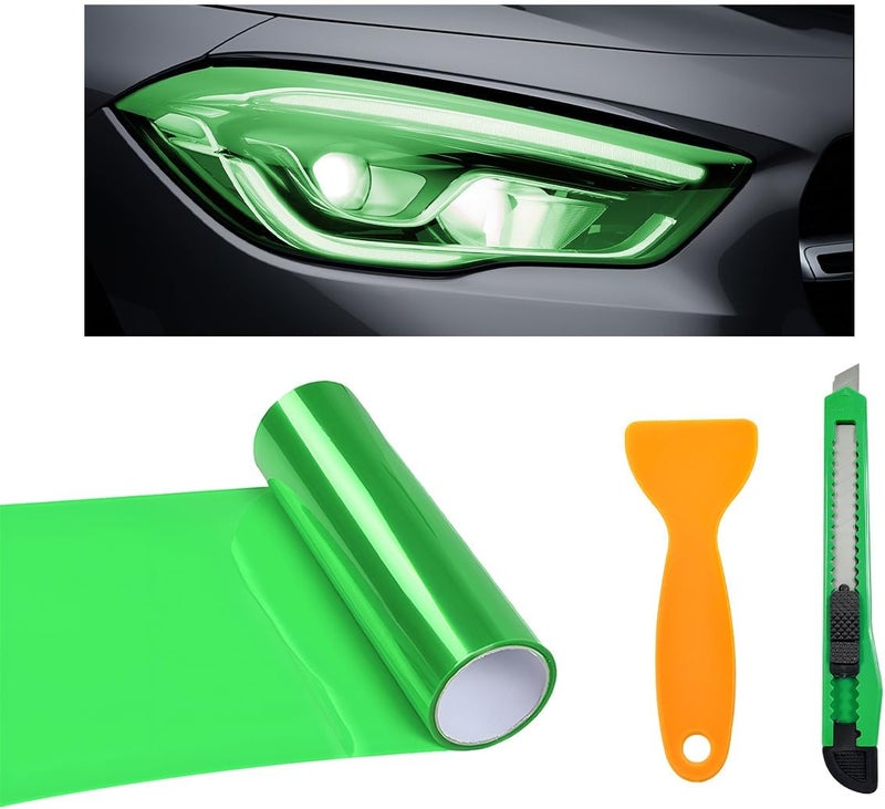 KVAEY Car Light Tint Film, 12×48 Inch Tint Vinyl Wrap Film Roll with Squeegee and Cutter, Self-Adhesive Film Sticker for Car Headlights Tail Lights Fog Lights, Car Accessories - Image 1